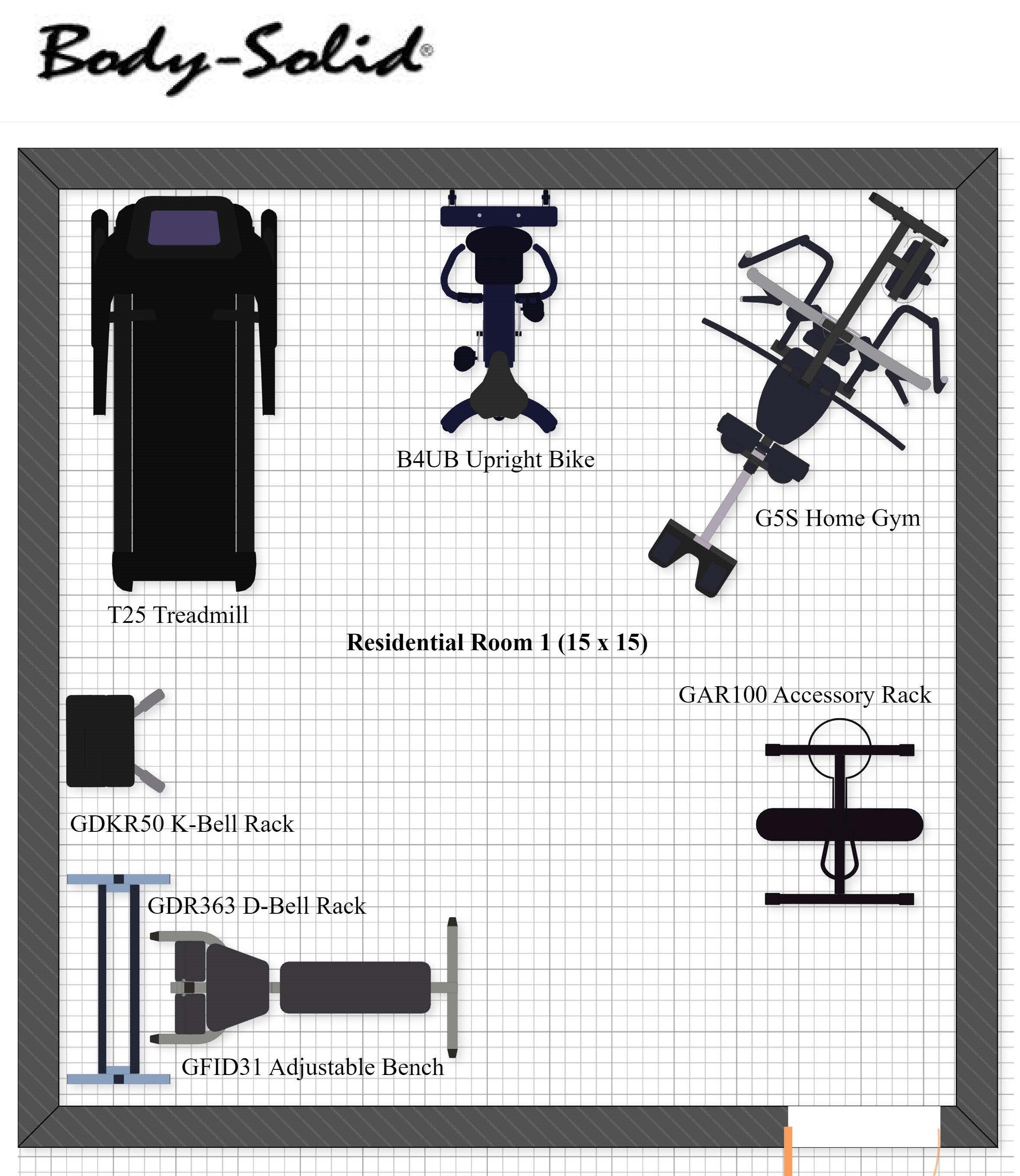 Body Solid Complete Home Gym Package Residential Room 1 15x15 – OC HOME GYM