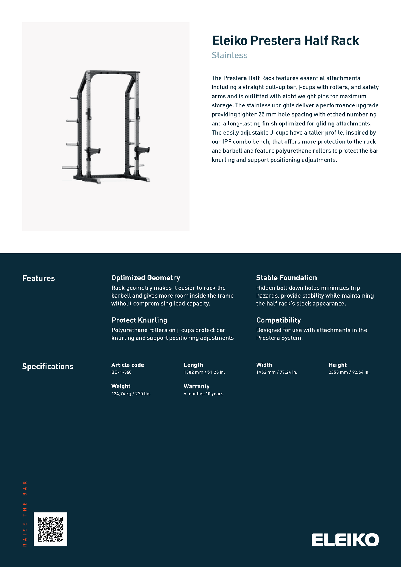 Eleiko Prestera Half Rack with Cable Attachments