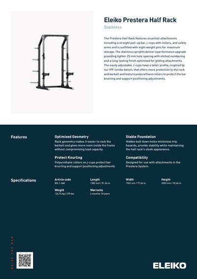 Eleiko Prestera Half Rack with Cable Attachments