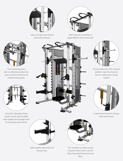 BodyKore Universal Trainer- MX1162 Multigym / Dual Adjustable Pulley / Smith Machine