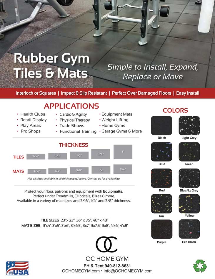 RUBBER FLOORING TILES AND MATS - BLACK AND COLORED (STANDARD)